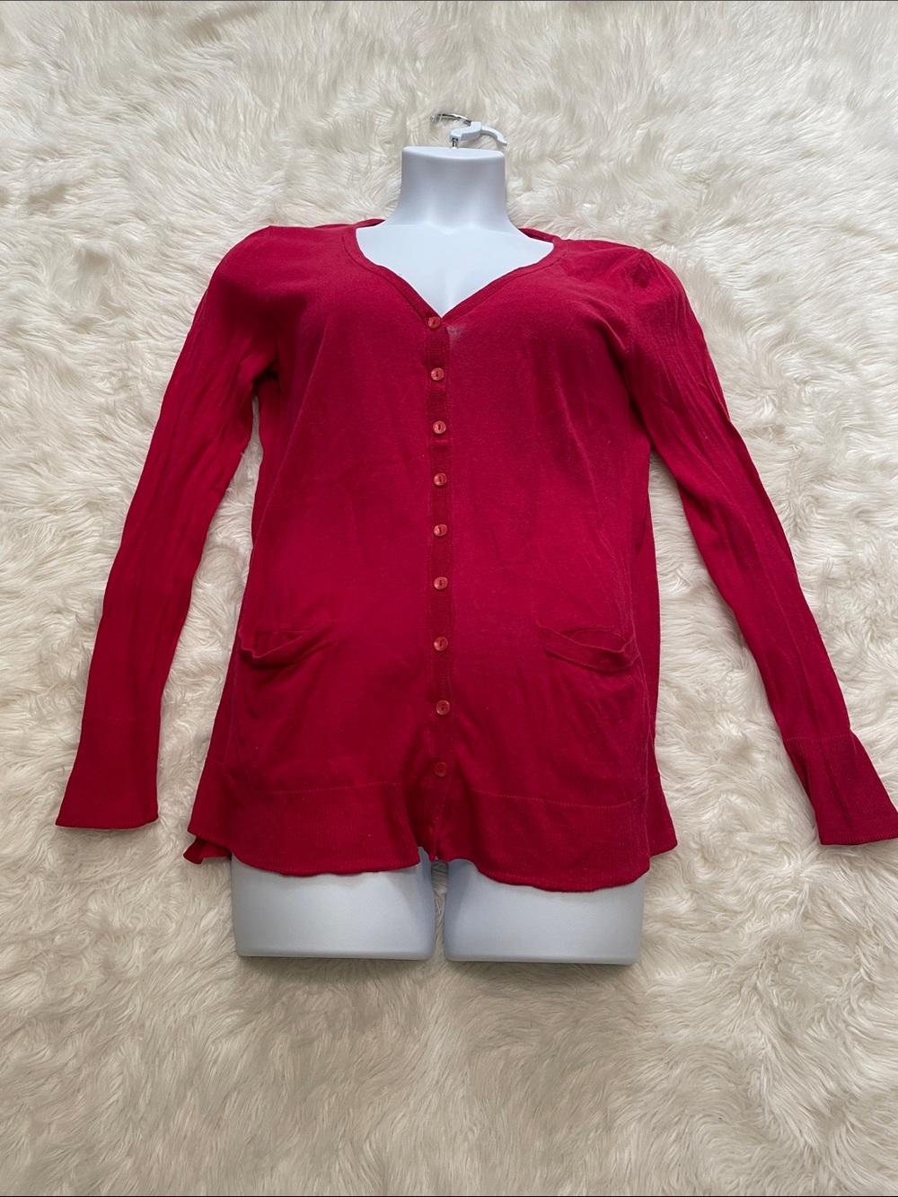 Victoria's Secret Lightweight Long & Lean Button-Front Cardigan Red Large - Picture 2 of 14